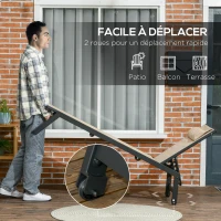 Outsunny Bain de soleil transat en aluminium et textilène avec roulettes et repose-tête dossier inclinable kaki(m-4)