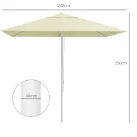 Outsunny Parasol de jardin extérieur carré 2,48 x 2,48 x 2,50 m, 2 hauteurs réglables, toile haute densité 180 g/m², beige(m-3)