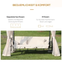Outsunny Hollywoodschaukel Gartenschaukel Schaukel mit Seitenwänden 3-Sitzer Beige 256 x 172 x 248 cm(m-5)