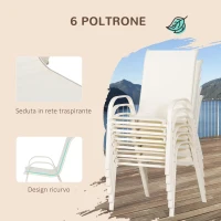 Outsunny Set da Giardino 8 Pezzi con Sedie, Ombrellone e Tavolo con Piano in Vetro(m-6)