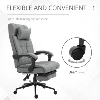 Vinsetto Office Chair with Footrest Ergonomic Office Chair with Armrests Lumber Support and Headrest Light Grey(m-6)