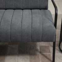 HOMCOM Doppelsofa Stoffsofa Polstersofa Sitzmöbel Loungesofa Metall samtartiges Polyester Schaumstoff Grau+Schwarz 122 x 75 x 77 cm(m-7)