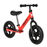 HOMCOM Draisienne Enfant Vélo Sans Pédales pour Enfants de 3 à 5 ans Roues 12" EVA Hauteur Selle et Guidon réglable cale-Pied antidérapant Acier Rouge Noir(m-1)