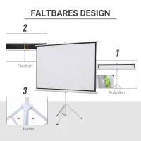HOMCOM Projektionsleinwand im 4:3-Format, Kinoleinwand, Präsentationsfläche für Zuhause oder Büro, Weiß(m-4)