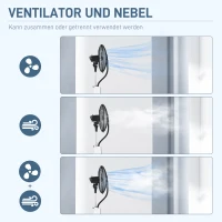 HOMCOM Standventilator mit Luftbefeuchtung, leise, mobil, Fernsteuerung, Schwarz/Weiß(m-4)