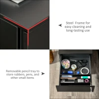 Vinsetto 2-Drawer Vertical File Cabinet, Lockable Steel Filing Cabinet with Pencil Tray and Hanging Bar for A4, Letter, Legal-sized Files, Fully Assembled Except Casters, Black(m-6)