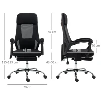 Vinsetto Bürostuhl mit Massagefunktion, Massagesessel, inkl. Fußstütze, 2 Vibrationspunkte, USB-Schnittstelle, Schwarz(m-3)