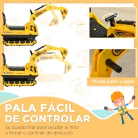 HOMCOM Excavadora sin Pedales con Brazo Móvil Correpasillos con Asiento de Almacenaje 78x24x58,5 cm Amarillo(m-7)