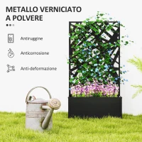 Outsunny Fioriera Rialzata con Spalliera Decorativa per Rampicanti da Terra e Parete, 61x23x113 cm, Nero(m-6)