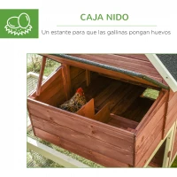 PawHut Gallinero Exterior de Madera con 2 Recintos para Correr Personalizables y Caja Nido Rampa Techo de Asfalto 290x71x119 cm Rojo(m-7)