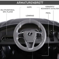 HOMCOM Kinderauto von Lexus Kinderfahrzeug für 3-6 Jahre Elektroauto mit MP3 Musik Schwarz 106 x 43 x 44 cm(m-7)