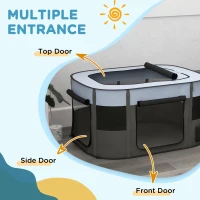 PawHut Foldable Dog Pen with Storage Bag for Indoor/Outdoor Use, Portable Pet playpen, with Ground Stakes - Grey(m-5)