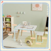 AIYAPLAY Kids Table and Chair Set, 3-Piece Toddler Furniture Set for Playroom, Bedroom, Ages 3-8 Years, White(m-3)