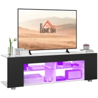 HOMCOM Multi-Shelf TV Cabinet, with Adjustable LED Lights - Black(m-1)