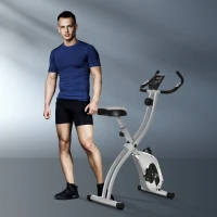 HOMCOM Heimtrainer X-Bike Fahrradtrainer mit 8 stufig einstellbarem Magnetwiderstand faltbares Fitnessfahrrad höhenverstellbar LCD Trainingscomputer Handpulssensoren Silber+Schwarz 86 x 47 x 112 cm(m-2)