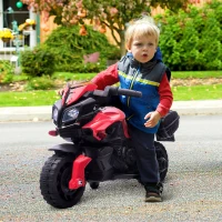 HOMCOM Moto Elettrica per Bambini con Fari e Clacson, Batteria 6V Velocità 3km/h, Età 18-48 Mesi, 88.5x42.5x49cm, Rosso(m-2)