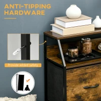 HOMCOM Bedroom Chest of Drawers, Industrial 5 Fabric Drawer Dresser with Open Shelf for Living Room, Rustic Brown(m-7)