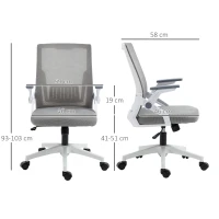 Vinsetto Mesh Office Chair, Desk Chair with Lumbar Support, Flip-up Armrest, Swivel Wheels, Adjustable Height, Grey(m-3)