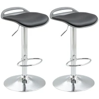 HOMCOM Set di 2 Sgabelli da Bar con Altezza Regolabile e Girevoli con Poggiapiedi, Nero(m-10)