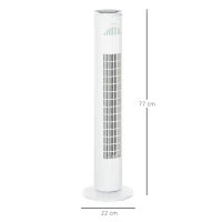 HOMCOM Ventilatore a Torre 45W a 3 Modalità e 3 Velocità con Timer da 10h, in ABS, Ø22 x 77A cm, Bianco(m-3)