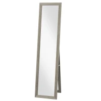 HOMCOM Miroir sur pied mural ou à poser rectangulaire avec cadre en bois pour salon chambre à coucher 37 x 155 cm gris(m-1)