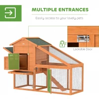 PawHut Wooden Chicken Coop with Run, Nesting Box, Slide-out Tray, Ramp, Perches, Asphalt Roof, 179 x 67 x 115cm(m-5)