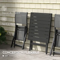 Outsunny Ensemble salon de jardin 2 personnes 2 chaises et 1 table pliantes pour l'Extérieur cadre en Aluminium, Gris anthracite(m-4)