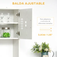 HOMCOM Armario Alacena Buffe Aparador de Cocina Organizador Mueble Auxiliar de Cocina 3 Puertas 1 Cajón y Encimera Abierta para Almacenamiento 71x41x178cm(m-7)