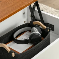 HOMCOM Mesa de Centro Elevable Mesa de Café con 3 Compartimentos Abiertos Mesa Rectangular Moderna para Salón Comedor 105x50x48-61,5 cm Blanco y Marrón(m-8)