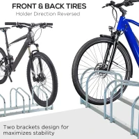 HOMCOM Bike Stand Parking Rack Floor or Wall Mount Bicycle Cycle Storage Locking Stand (4 Racks, Silver)(m-6)