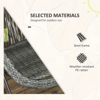 Outsunny 3 Pieces Rattan Bistro Set, Wicker Folding Garden Furniture Set with Round Coffee Table and Chairs for Outdoor, Patio, Balcony, Grey(m-4)