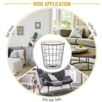 HOMCOM Wood Metal Coffee Round Table W/ Storage Sofa End Side Coffee Table Bedroom Living Room Furniture- Natural Wood Color(m-4)