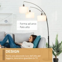 HOMCOM Lampada da Terra con 3 Luci e Braccia Flessibili, Base in Marmo e Palo in Metallo, 103x34.5x205cm, Nero e Bianco(m-5)