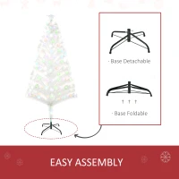 HOMCOM 5 Feet Prelit Artificial Christmas Tree with Fiber Optic LED Light, Holiday Home Xmas Decoration, White(m-7)