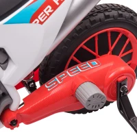 HOMCOM Moto Cross électrique Enfant 3 à 5 Ans 12 V 3-8 Km/h avec roulettes latérales Amovibles dim. 106,5L x 51,5l x 68H cm Rouge(m-9)