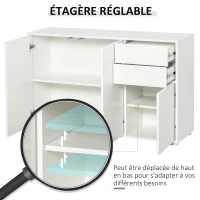 HOMCOM Buffet meuble de rangement 2 tiroirs coulissants 3 portes étagère réglable panneaux de particules 117 x 36 x 74 cm blanc(m-4)