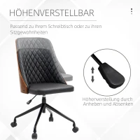 Vinsetto Bürostuhl Schreibtischstuhl Drehstuhl Home-Office-Stuhl höhenverstellbarer ergonomisch 360°-Drehräder Schaumstoff PU Schwarz 48,5 x 54,5 x 81-87 cm(m-4)
