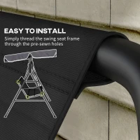 Outsunny Garden Swing Seat Cover Replacement, for 2 and 3 Seater Swing Bench, 115cm x 45cm x 45cm, Black(m-5)