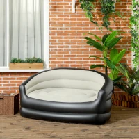 Outsunny Aufblasbares Sofa Luftsessel, 138 x 87 x 71 cm, Grau + Schwarz(m-2)