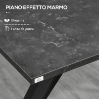HOMCOM Bancone Bar Tavolo Alto Stile Industriale Effetto Marmo, Legno e Acciaio 120x60x102 cm, Nero(m-5)