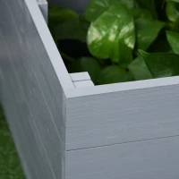 Outsunny Jardinière surélevée bac à fleurs en bois sans fond avec banc coulissant - 240 x 42 x 32 cm bleu foncé(m-7)