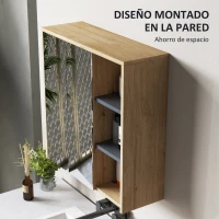 HOMCOM Armario de Baño con Espejo Armario con Espejo para Baño con Estantes Estilo Moderno 60x20x60 cm Madera Natural(m-6)