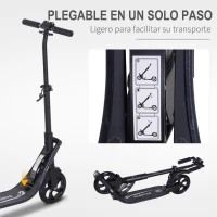 HOMCOM Patinete Plegable para Adultos y Niños +14 años Scooter Ligero con Manillar Altura Ajustable Tipo Monopatín con Freno Grandes Ruedas Ø200 mm Amortiguador Aluminio Carga 100 kg Negro(m-6)