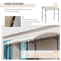 Outsunny 2.2 x 1.5 m BBQ Grill Gazebo Tent, Garden Grill with Metal Frame, Curved Canopy and 10 Hooks, Outdoor Sun Shade, Beige(m-4)