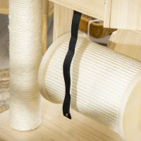 PawHut Árbol Rascador para Gatos Torre para Gatos con Camas Cueva Rodillo Postes de Sisal y Rampa 70x50x125 cm Natural(m-9)