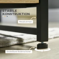 HOMCOM Couchtisch im Moderndesign, 2 Schubladen, 2 Regale, Beistelltisch, Natur, Schwarz(m-7)