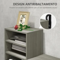 HOMCOM Set Mobili da Ingresso con Appendiabiti, Specchio, Panca con Scaffale e Scarpiera per 8 Paia di Scarpe, Grigio(m-8)