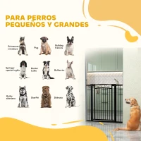 PawHut Puerta para Perros con Ancho Ajustable 76-104 cm Barrera de Seguridad con 2 Extensiones y Doble Bloqueo Negro(m-4)