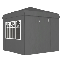 Outsunny 2,5 x 2,5 m Pop-up-Pavillon mit Seitenwänden und Transporttasche, UPF50+ höhenverstellbares Gartenzelt, Dunkelgrau