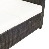 Outsunny Rattan Sofa 2-Sitzer 2 Kissen PE-Rattan 130L x 70B x 80H cm(m-7)